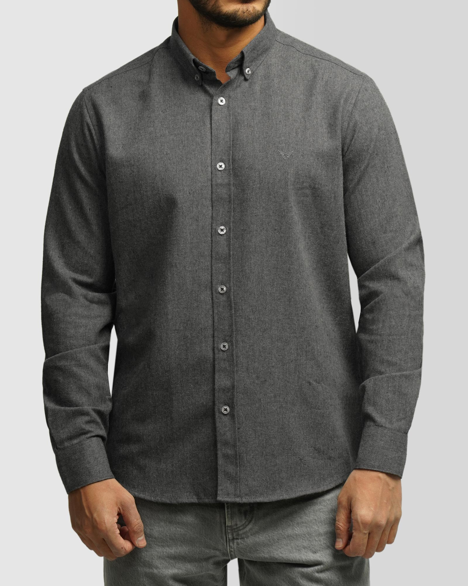 خرید و قیمت پیراهن نیمه ضخیم ساده مردانه خاکستری تیره 24468168