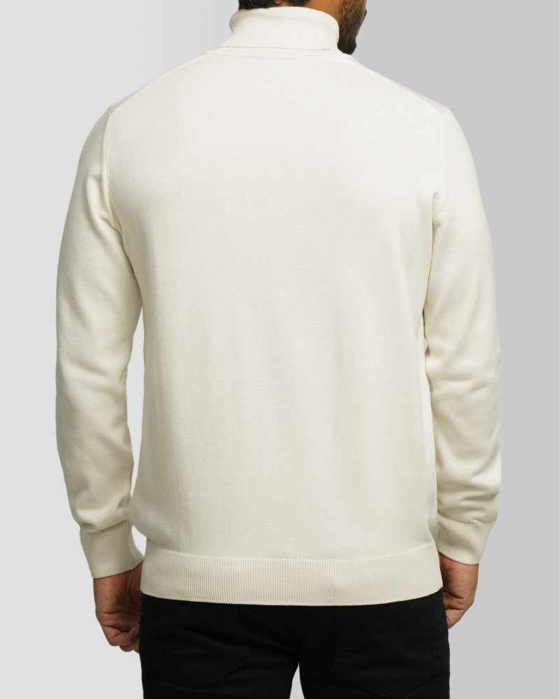 خرید و قیمت پلیور بافت یقه اسکی مردانه کرم روشن 24379117