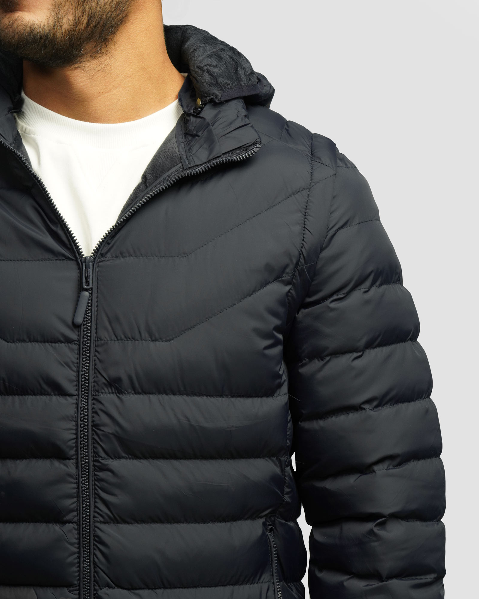 کاپشن مردانه کلاه دار سرمه ای 24416409