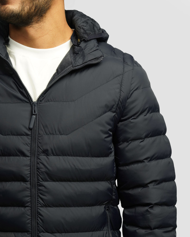 کاپشن مردانه کلاه دار سرمه ای 24416409