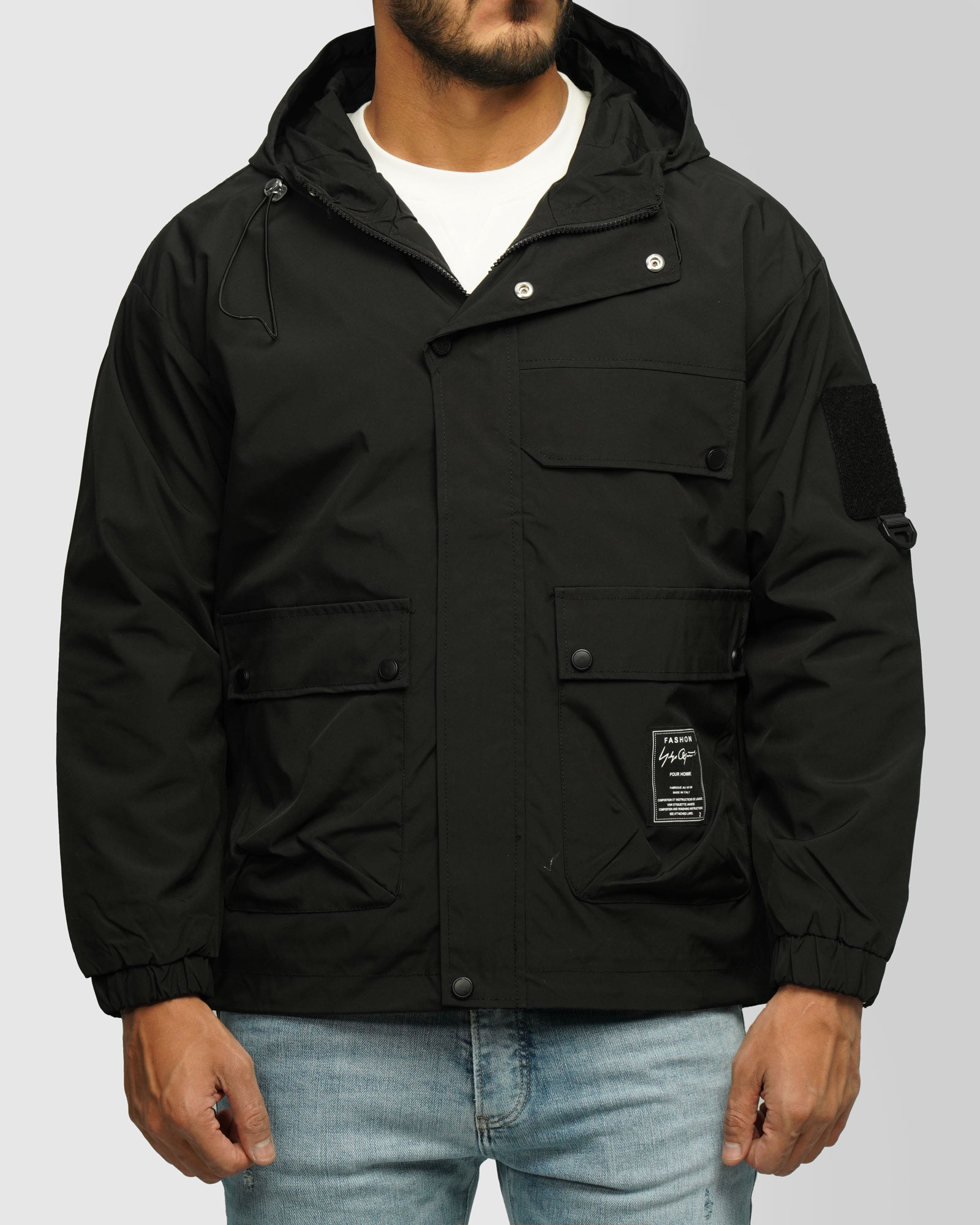 سویشرت شمعی کلاه دار مردانه مشکی 24349161