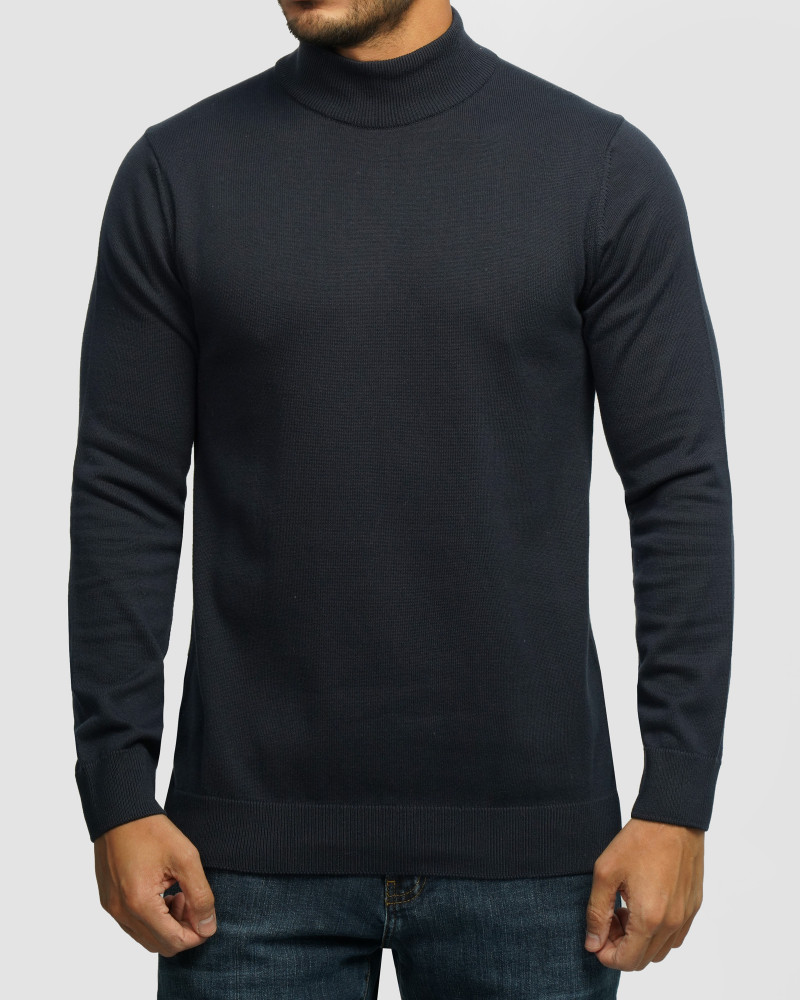 خرید و قیمت پلیور یقه 5 سانت ساده مردانه سرمه ای 24350108