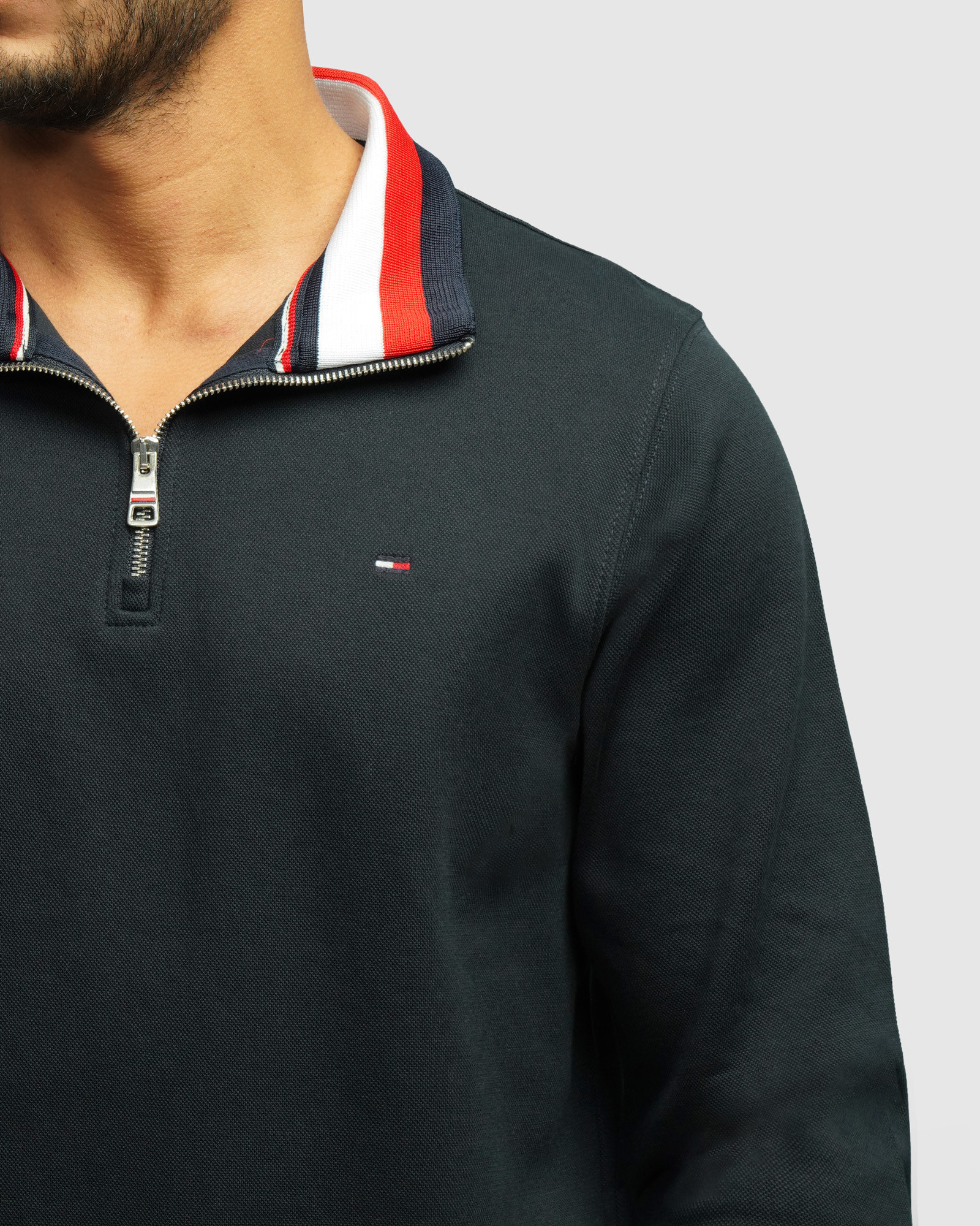 خرید و قیمت پولوشرت آستین بلند نیم زیپ مردانه سرمه ای 84486119