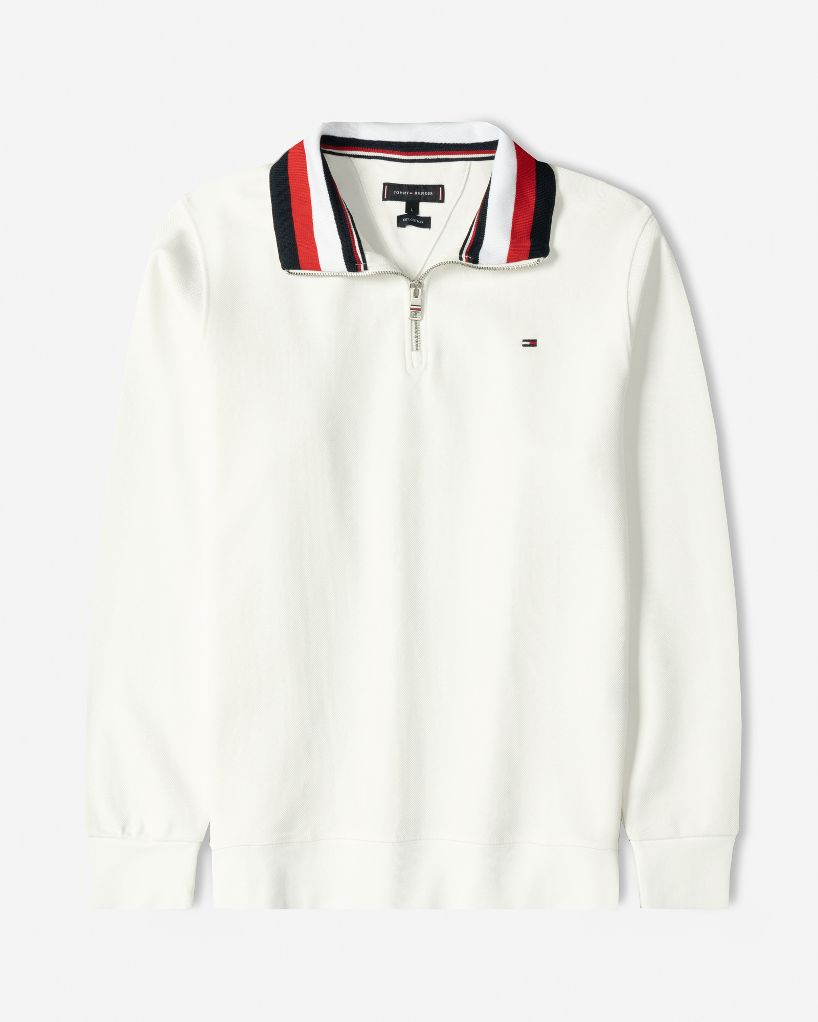 خرید و قیمت پولوشرت آستین بلند نیم زیپ مردانه پولوشرت سفید 84486119