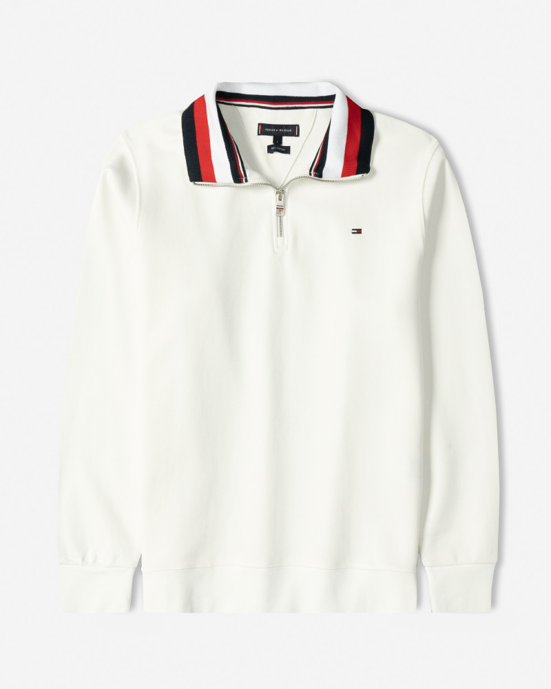 خرید و قیمت پولوشرت آستین بلند نیم زیپ مردانه پولوشرت سفید 84486119