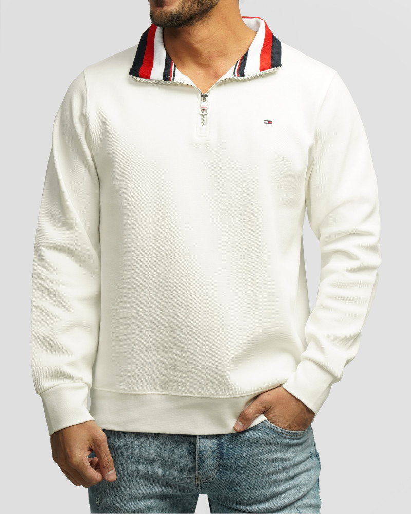 خرید و قیمت پولوشرت آستین بلند نیم زیپ مردانه پولوشرت سفید 84486119