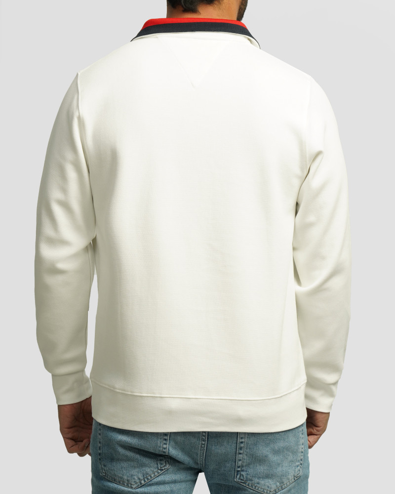 خرید و قیمت پولوشرت آستین بلند نیم زیپ مردانه پولوشرت سفید 84486119