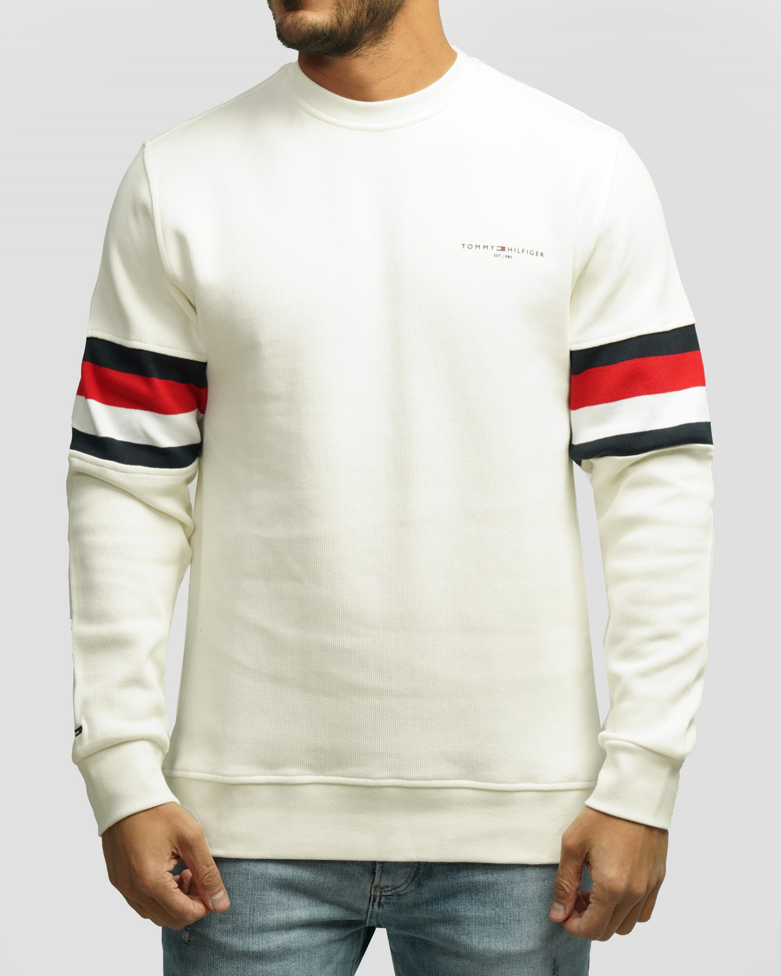 خرید و قیمت پلیور بافت یقه گرد طرح دار مردانه سفید 84458147