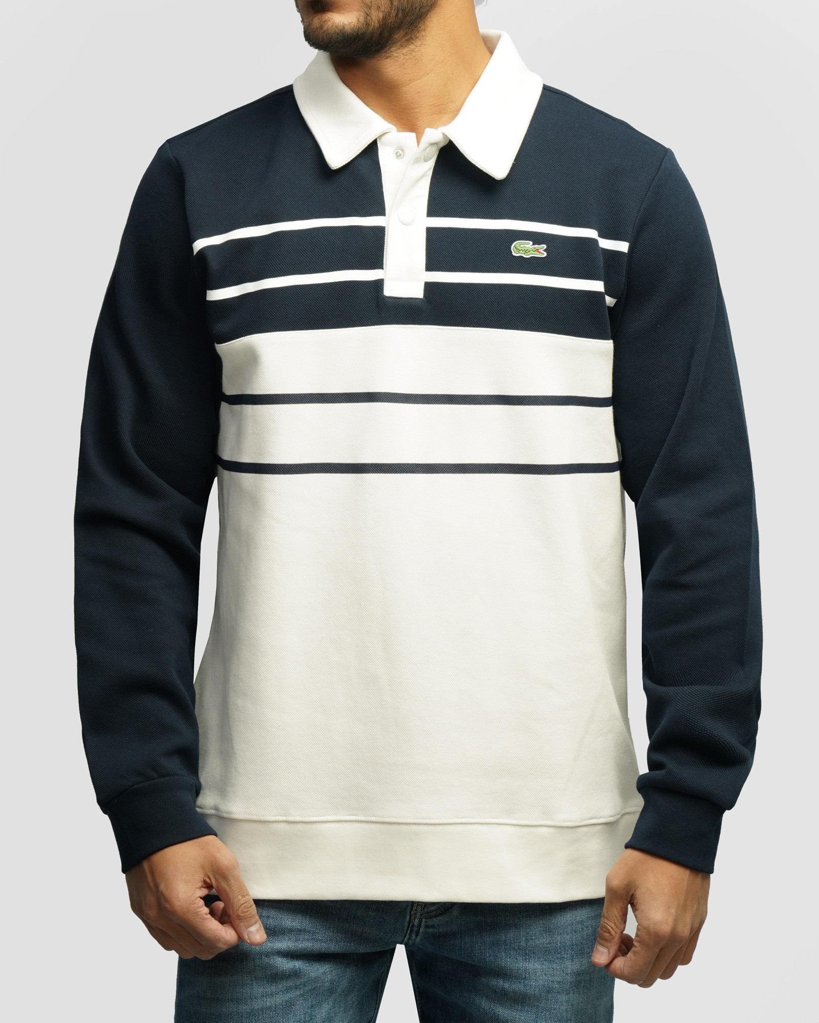 خرید و قیمت پولوشرت آستین بلند طرح دار مردانه سرمه ای 84486122