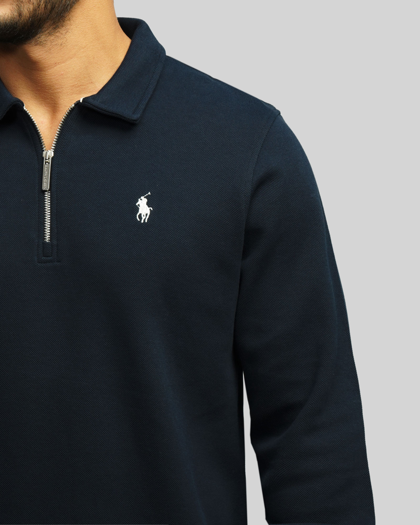 خرید و قیمت پولوشرت آستین بلند نیم زیپ مردانه سرمه ای 84486125