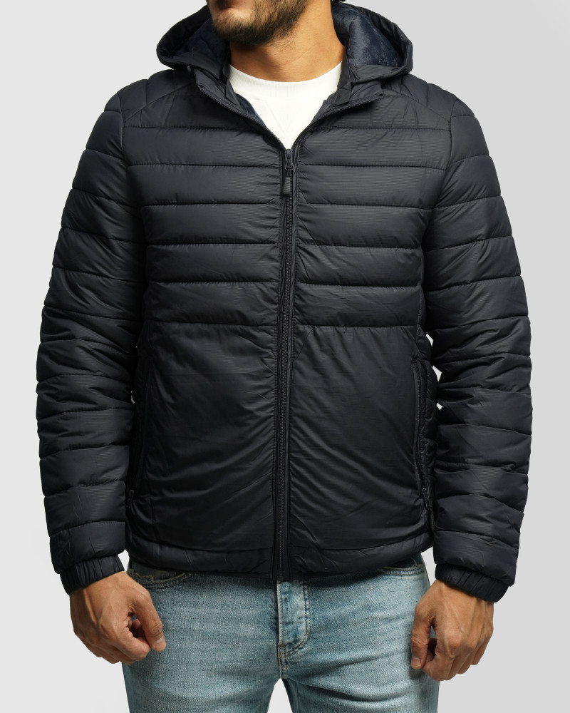 کاپشن مردانه کلاه دار سرمه ای 24416402