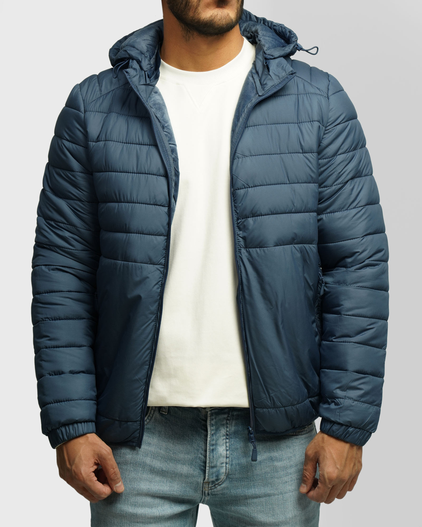 کاپشن مردانه کلاه دار آبی 24416402