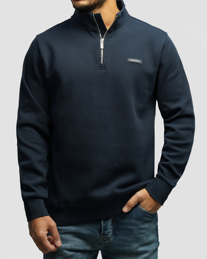 خرید و قیمت پولوشرت آستین بلند نیم زیپ مردانه سرمه ای 84486127