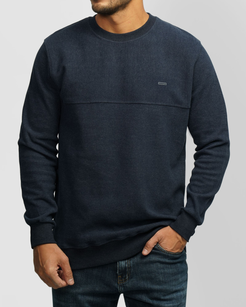 پلیور سلانیک مردانه یقه گرد سرمه ای 24456160