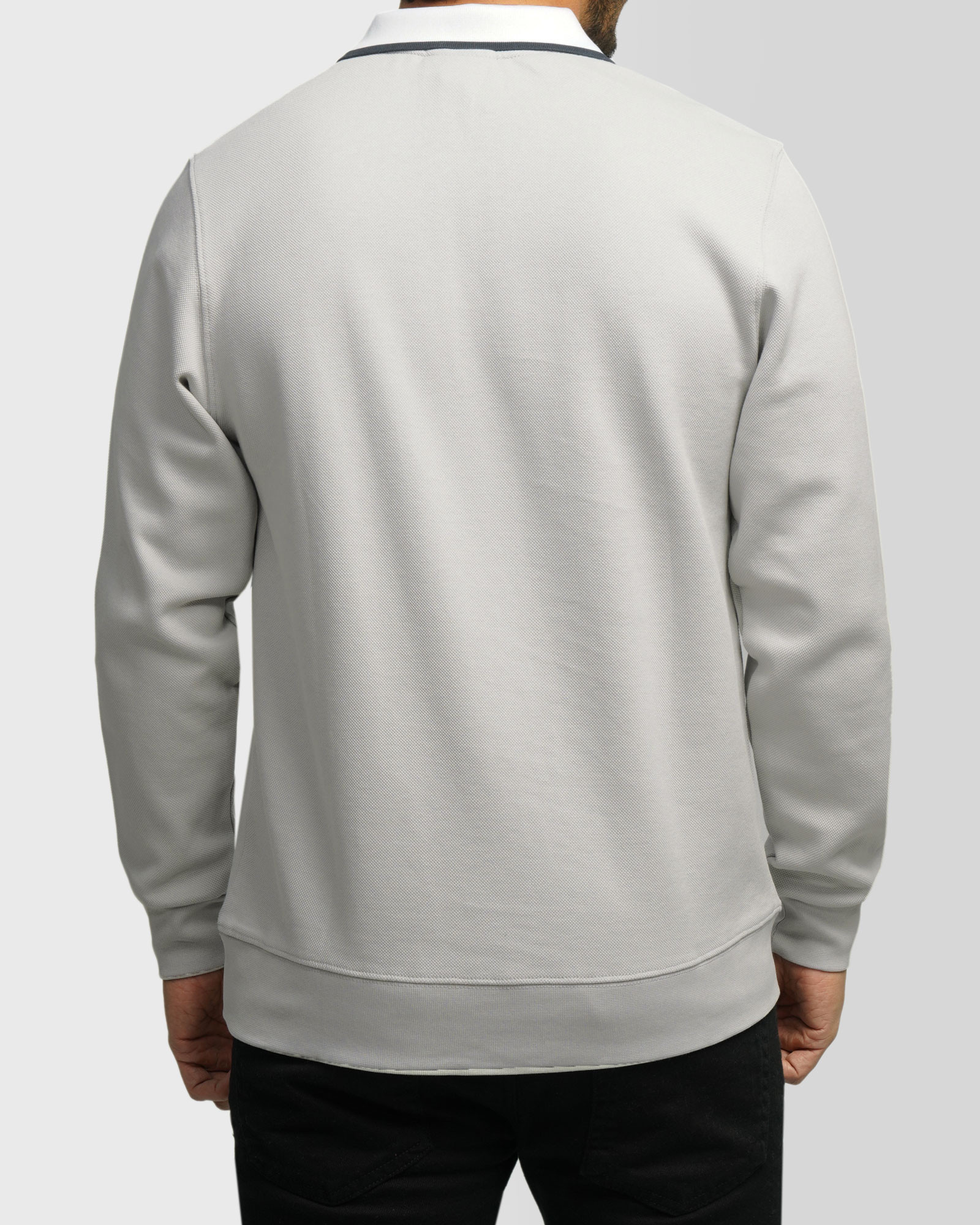 خرید و قیمت پولوشرت آستین بلند نیم زیپ مردانه طوسی 84486126