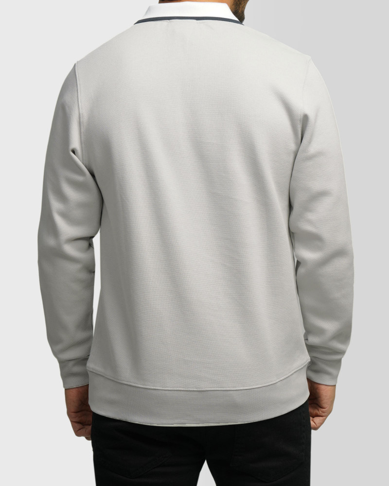 خرید و قیمت پولوشرت آستین بلند نیم زیپ مردانه طوسی 84486126