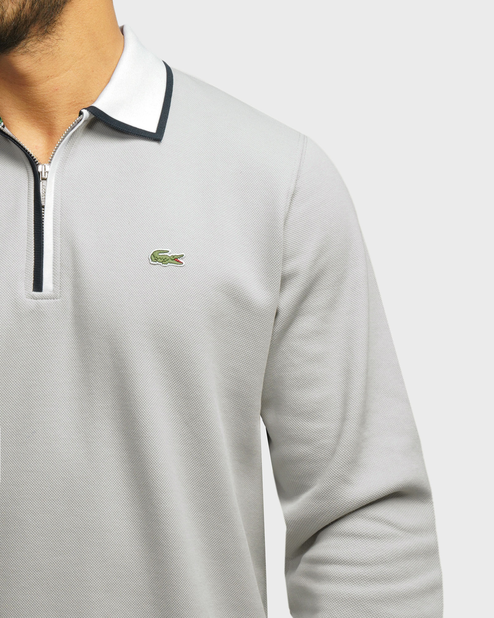 خرید و قیمت پولوشرت آستین بلند نیم زیپ مردانه طوسی 84486126