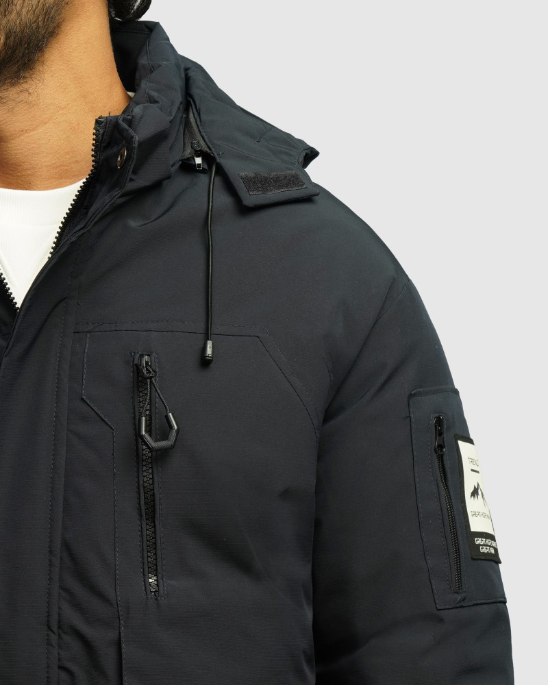 خرید و قیمت کاپشن مردانه کلاه دار سرمه ای 24416406