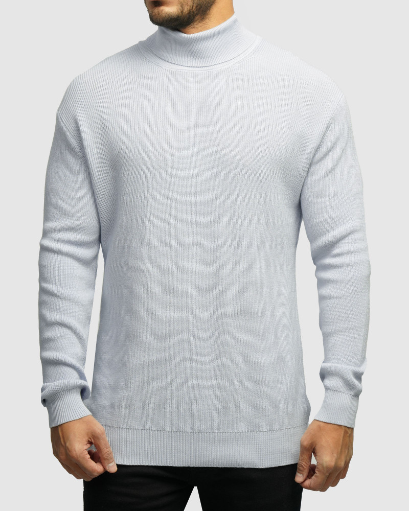 خرید و قیمت پلیور بافت یقه اسکی مردانه آبی روشن 24479118