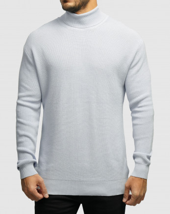 خرید و قیمت پلیور بافت یقه اسکی مردانه آبی روشن 24479118