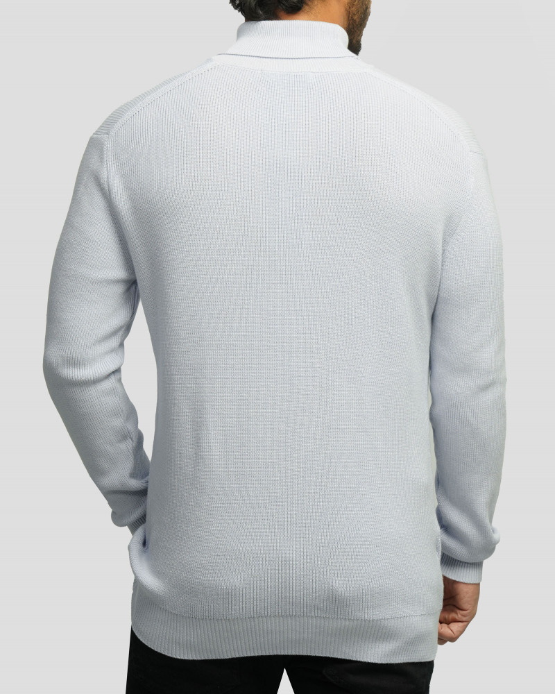 خرید و قیمت پلیور بافت یقه اسکی مردانه آبی روشن 24479118