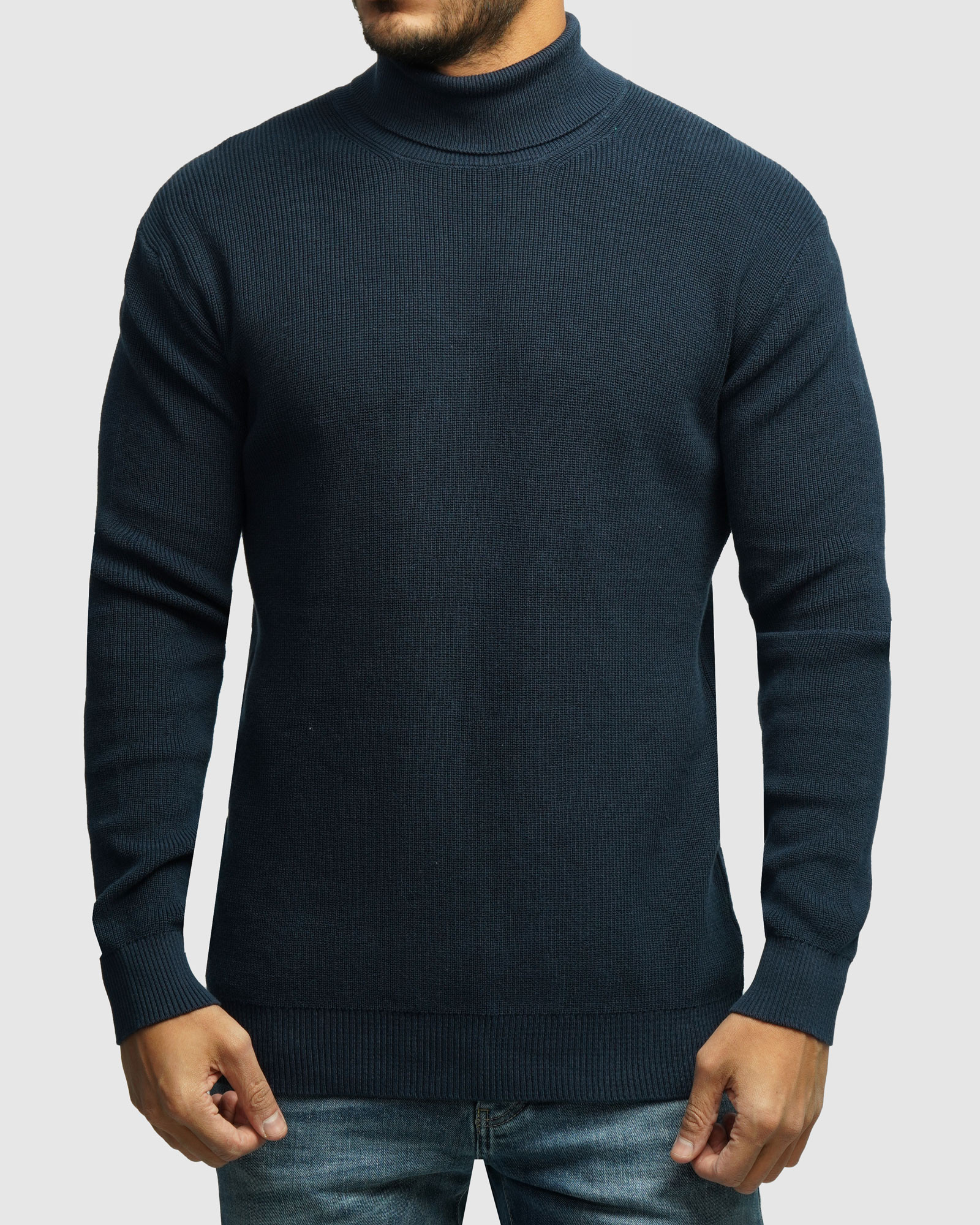 خرید و قیمت پلیور بافت یقه اسکی مردانه سرمه ای 24479118