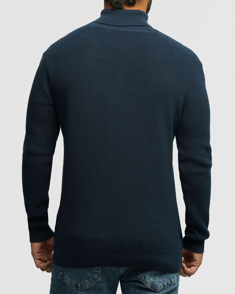 خرید و قیمت پلیور بافت یقه اسکی مردانه سرمه ای 24479118