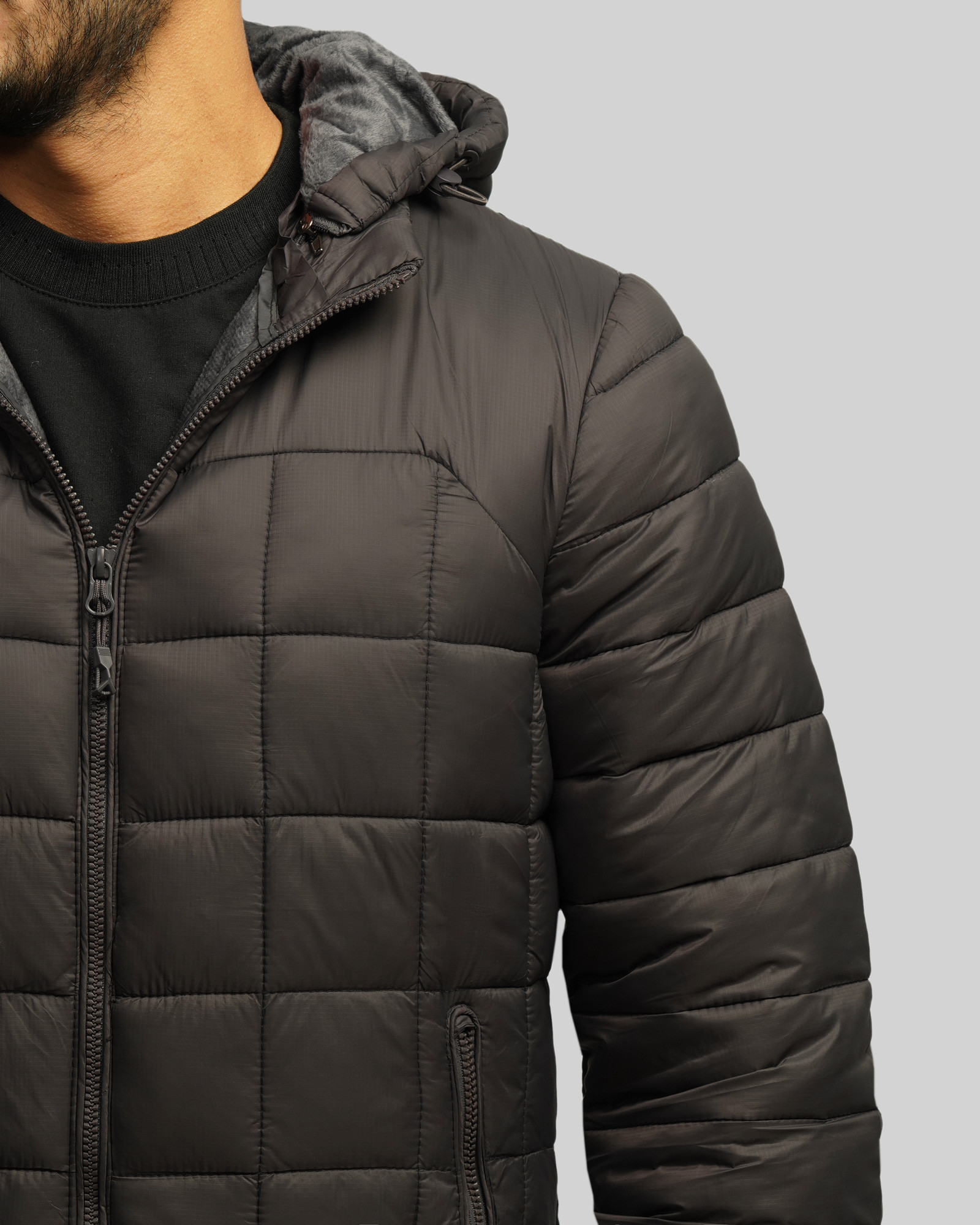 خرید و قیمت کاپشن مردانه کلاه دار خاکستری 24416404