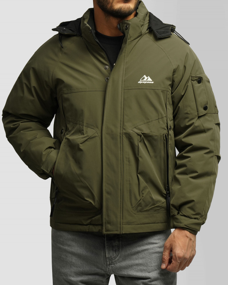 کاپشن مردانه کلاه دار سبز 24316398