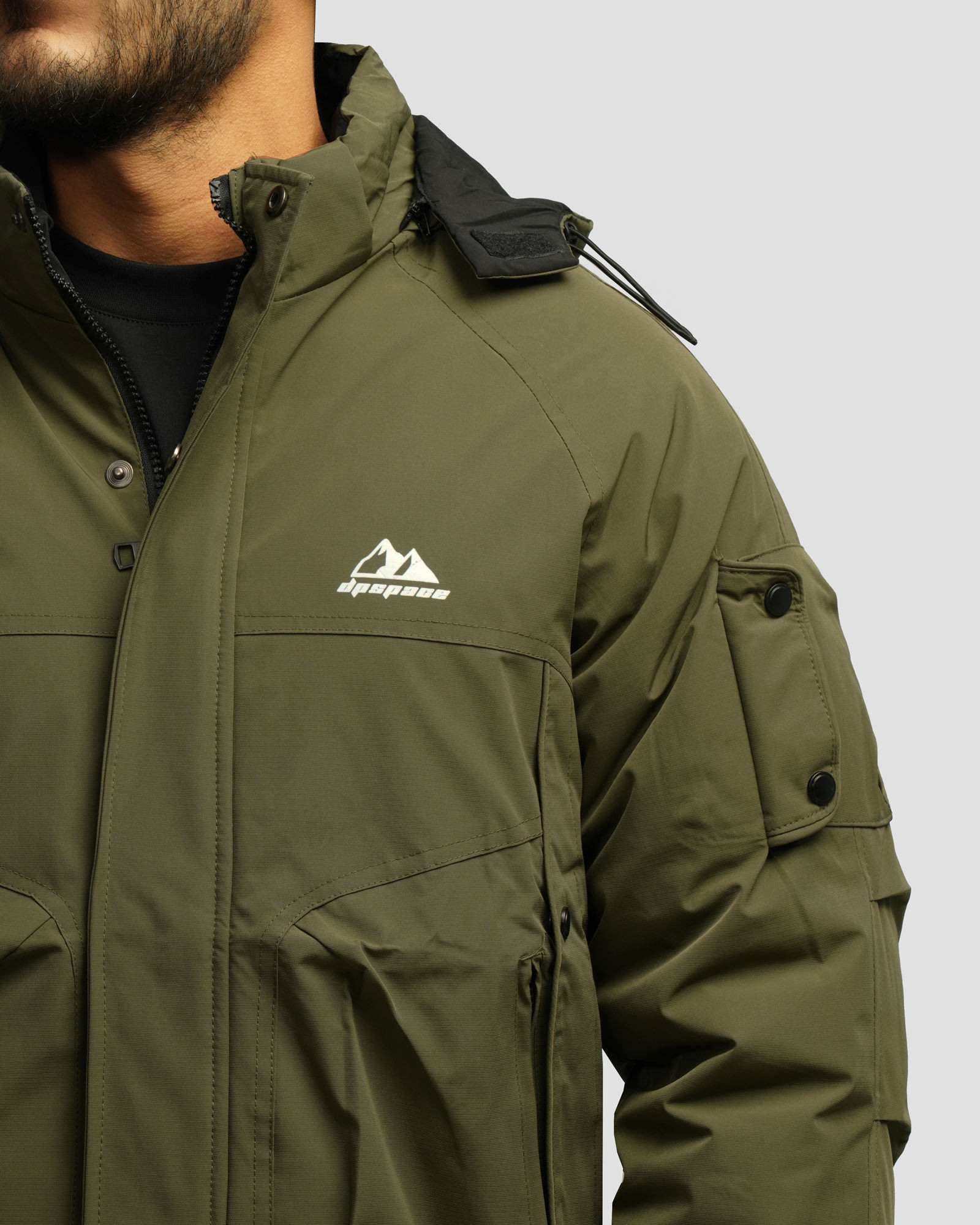 کاپشن مردانه کلاه دار سبز 24316398