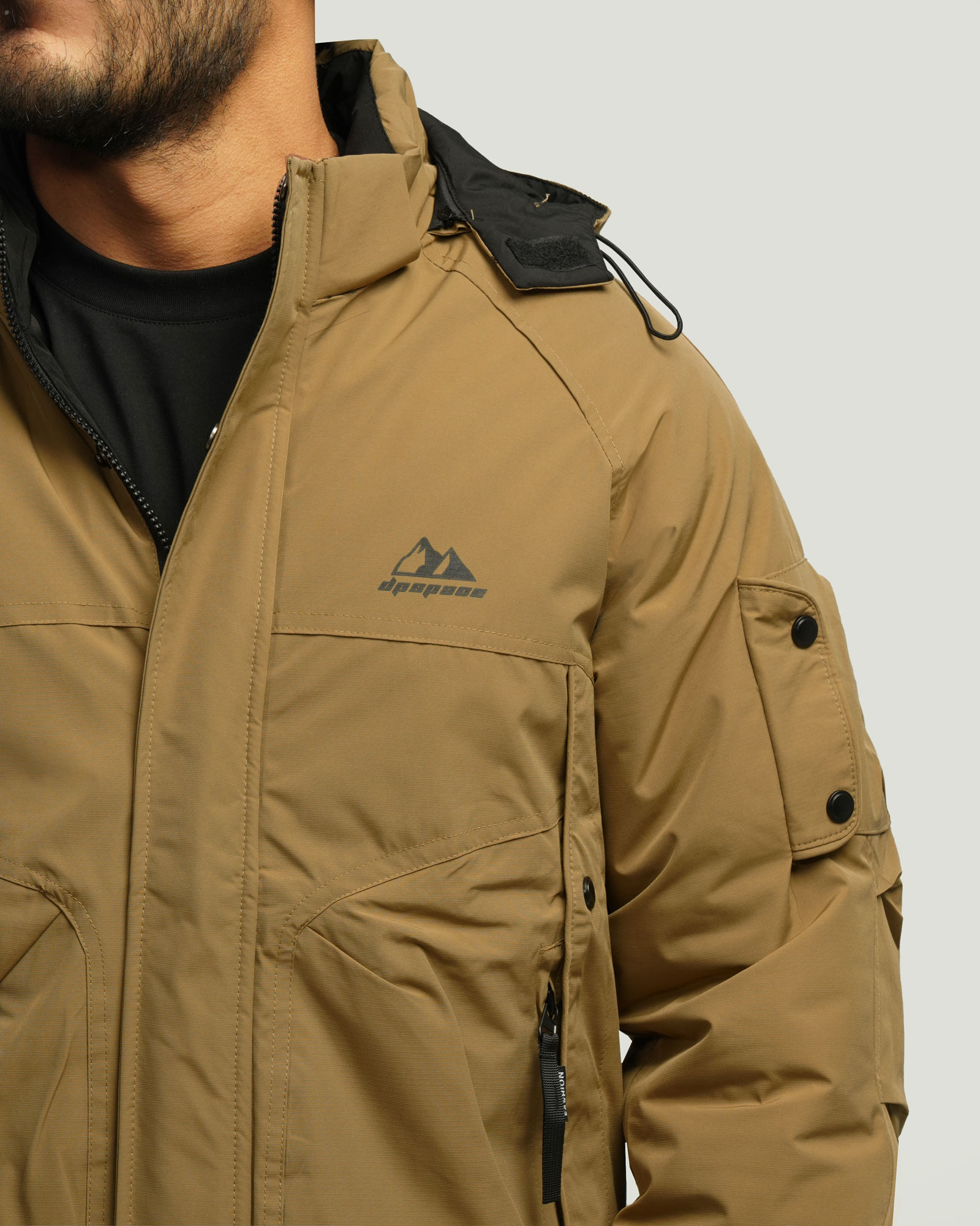 کاپشن مردانه کلاه دار قهوه ای روشن 24316398