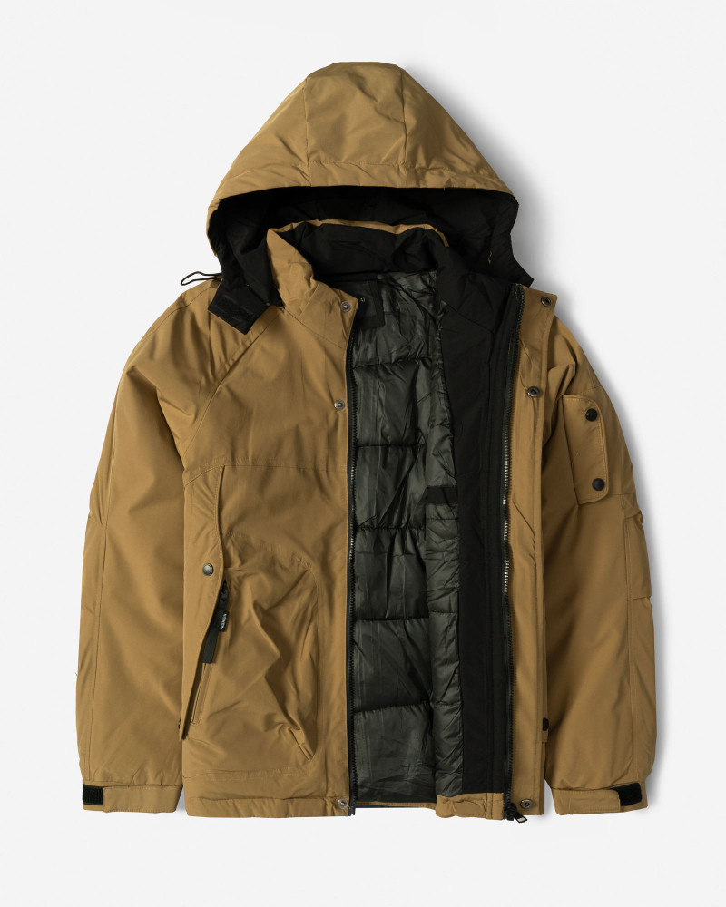 کاپشن مردانه کلاه دار قهوه ای روشن 24316398