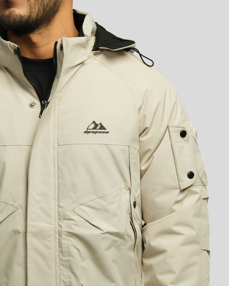 کاپشن مردانه کلاه دار کرم روشن 24316398