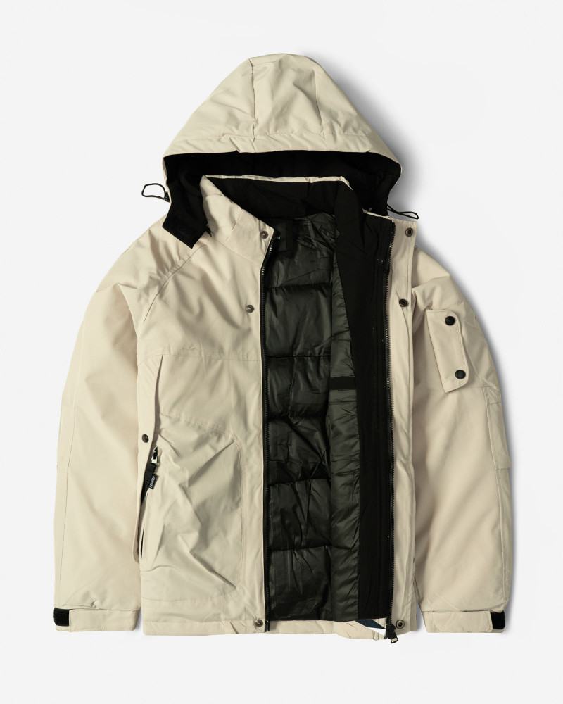 کاپشن مردانه کلاه دار کرم روشن 24316398