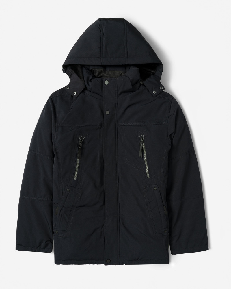 کاپشن ضخیم کلاه دار مردانه سرمه ای 24451129