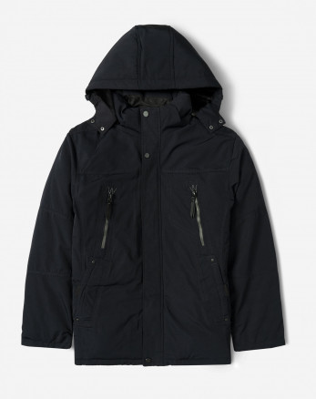 کاپشن ضخیم کلاه دار مردانه سرمه ای 24451129