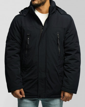 کاپشن ضخیم کلاه دار مردانه سرمه ای 24451129