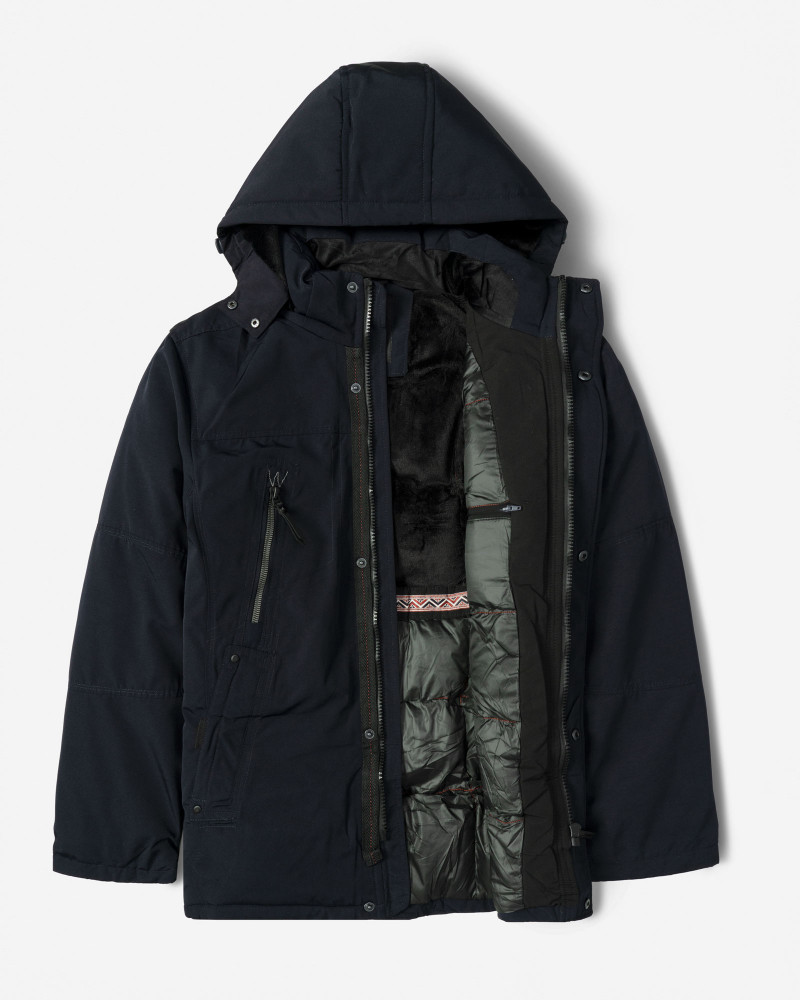 کاپشن ضخیم کلاه دار مردانه سرمه ای 24451129