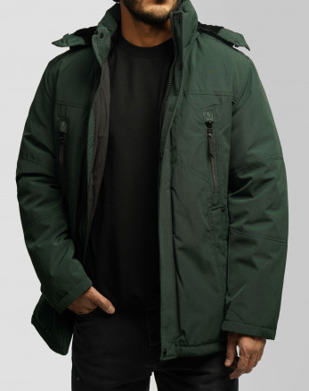 کاپشن ضخیم کلاه دار مردانه سبز 24451129