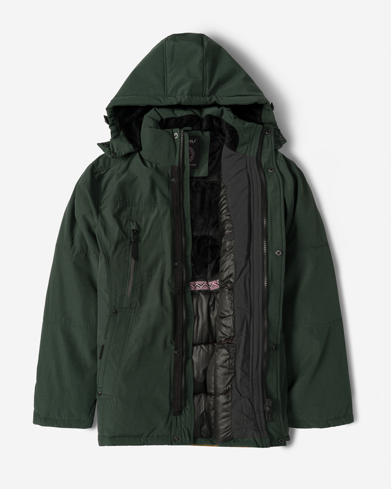 کاپشن ضخیم کلاه دار مردانه سبز 24451129