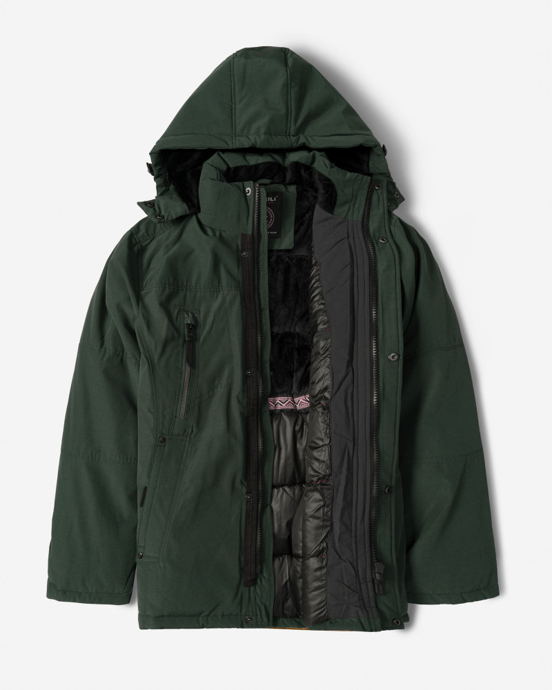 کاپشن ضخیم کلاه دار مردانه سبز 24451129