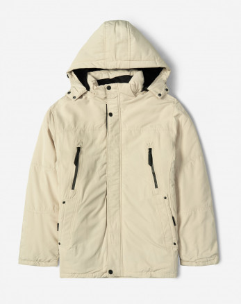 کاپشن ضخیم کلاه دار مردانه کرم 24451129