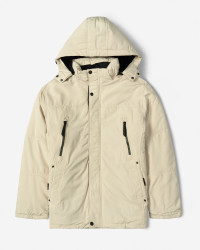 کاپشن ضخیم کلاه دار مردانه کرم 24451129