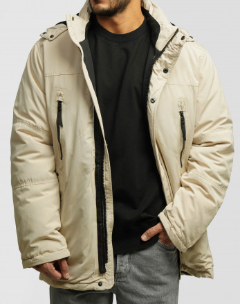 کاپشن ضخیم کلاه دار مردانه کرم 24451129