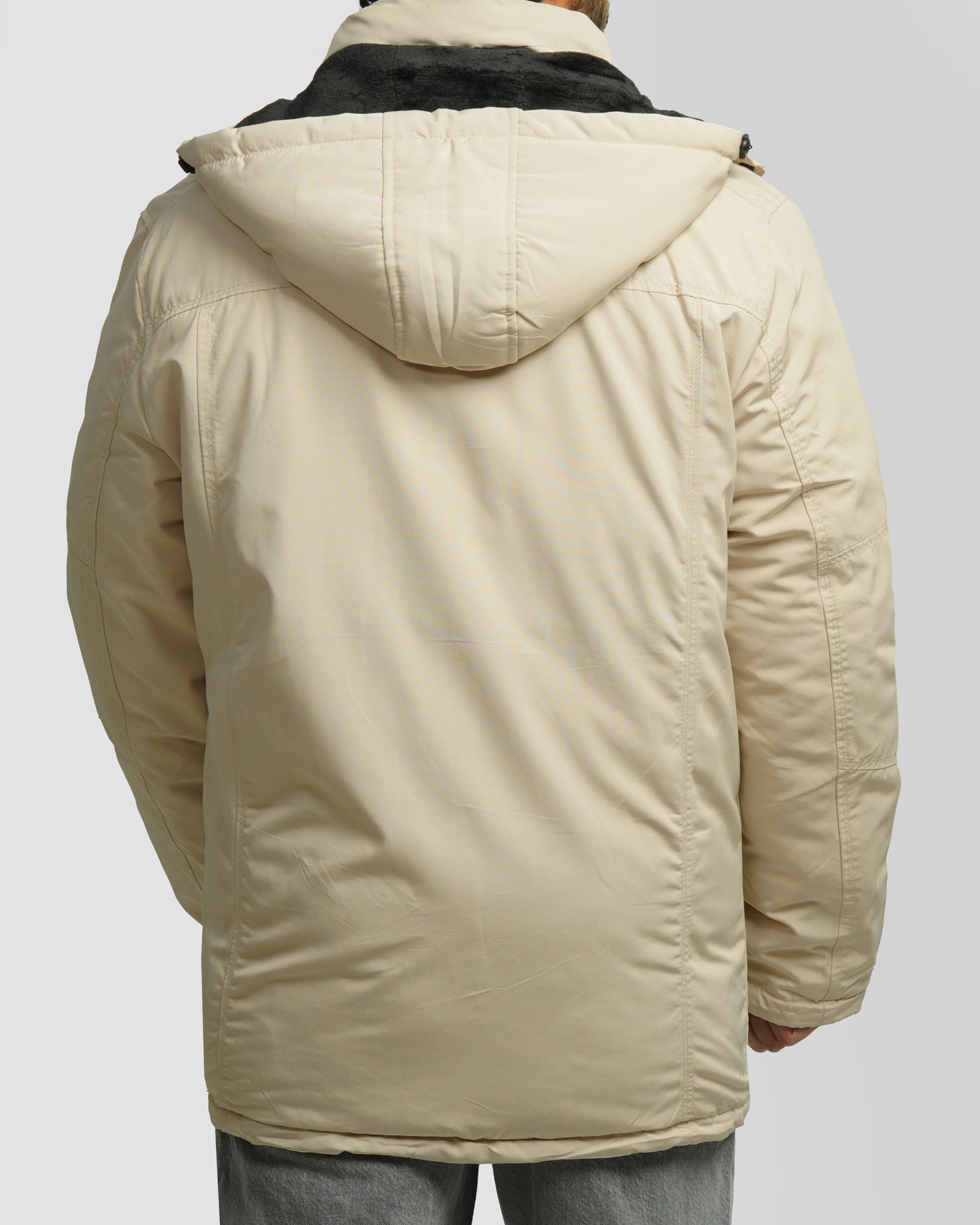 کاپشن ضخیم کلاه دار مردانه کرم 24451129