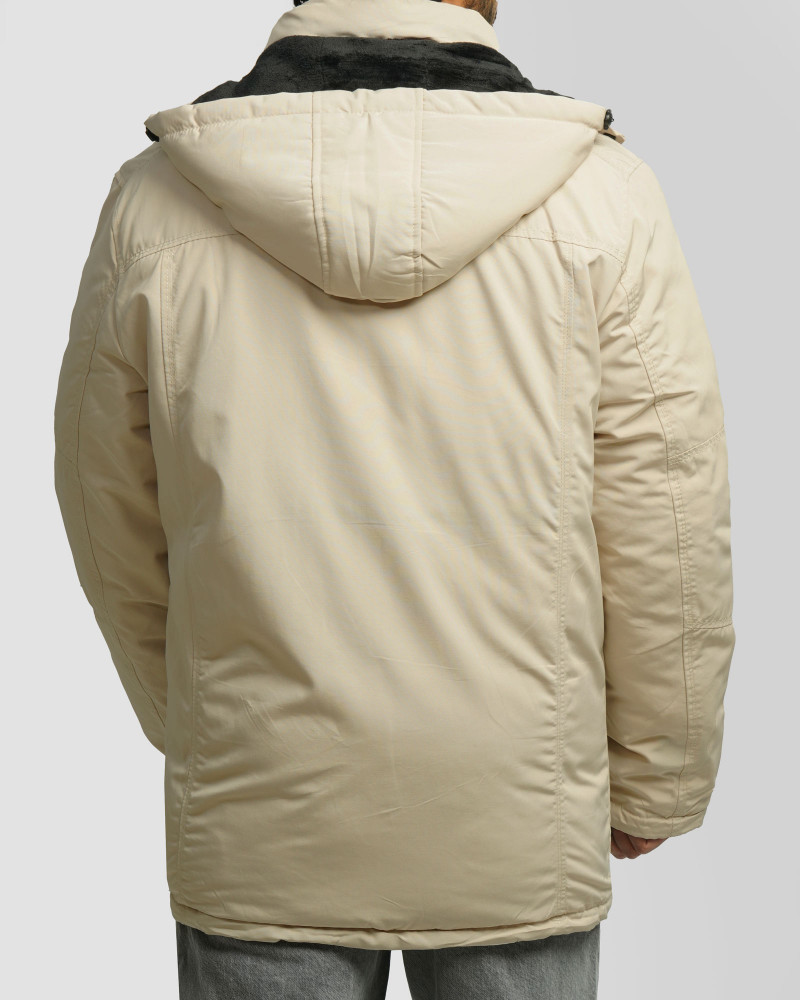 کاپشن ضخیم کلاه دار مردانه کرم 24451129