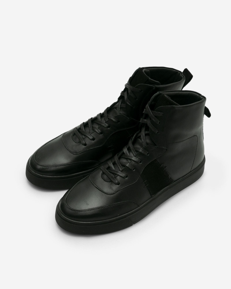 کفش نیم بوت چرم مردانه بند دار مشکی 24470167