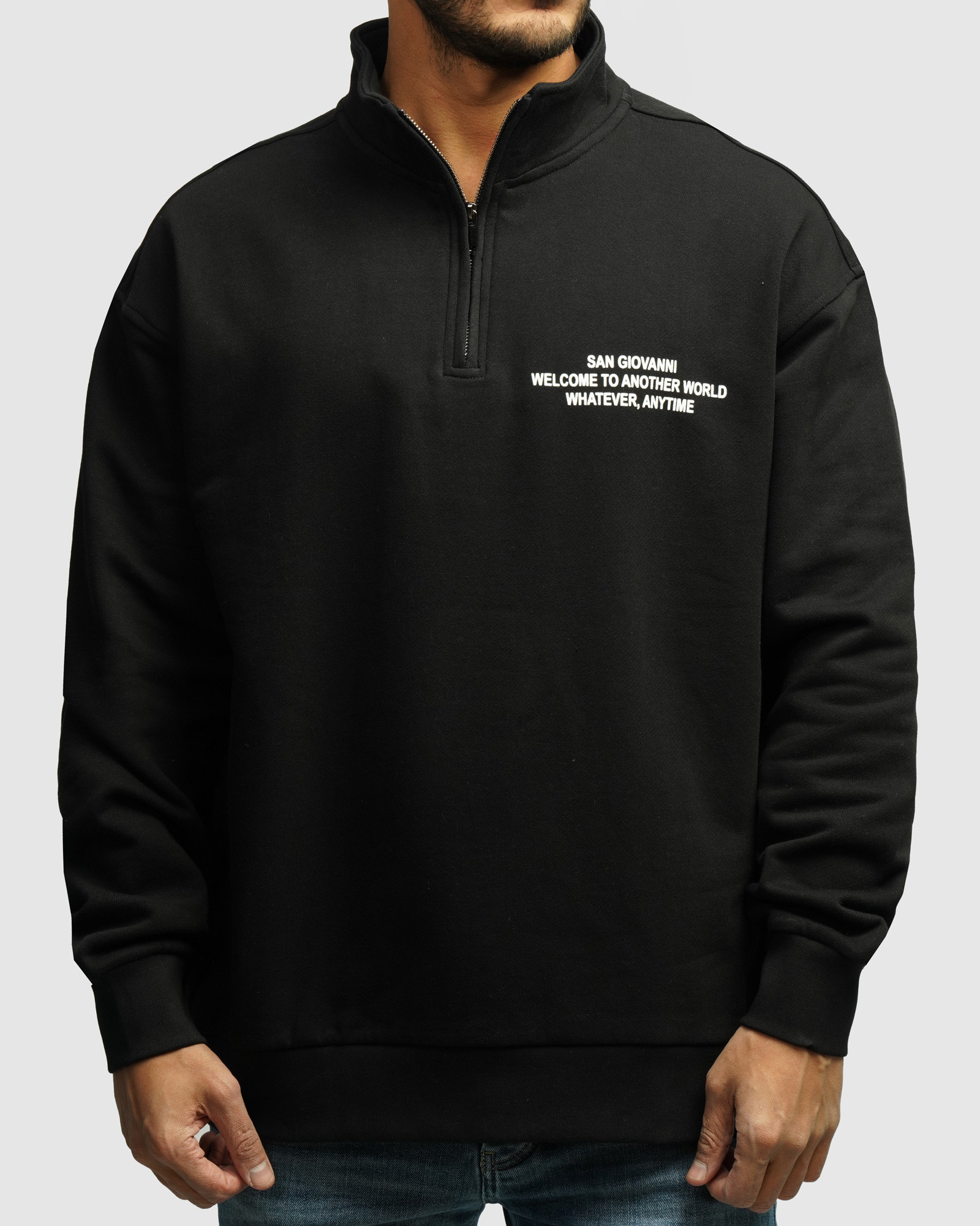 خرید و قیمت پلیور نیم زیپ مردانه مشکی 24441139