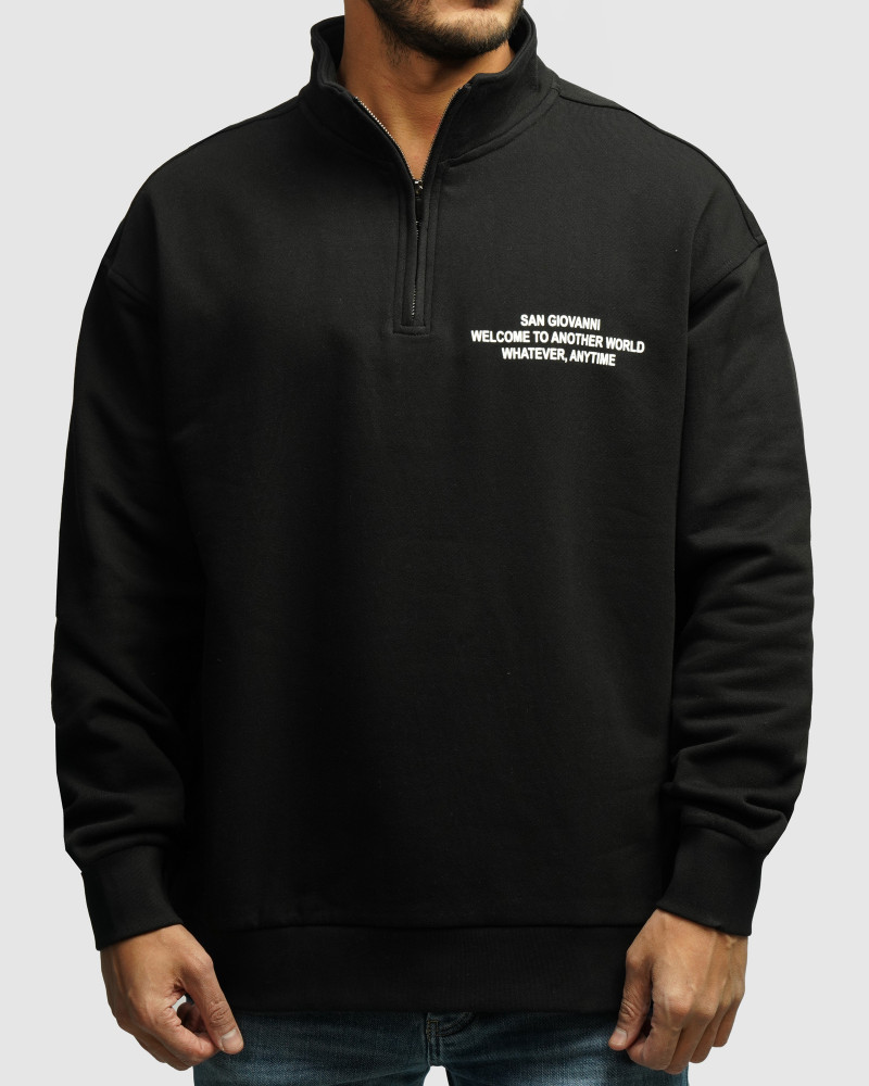 خرید و قیمت پلیور نیم زیپ مردانه مشکی 24441139