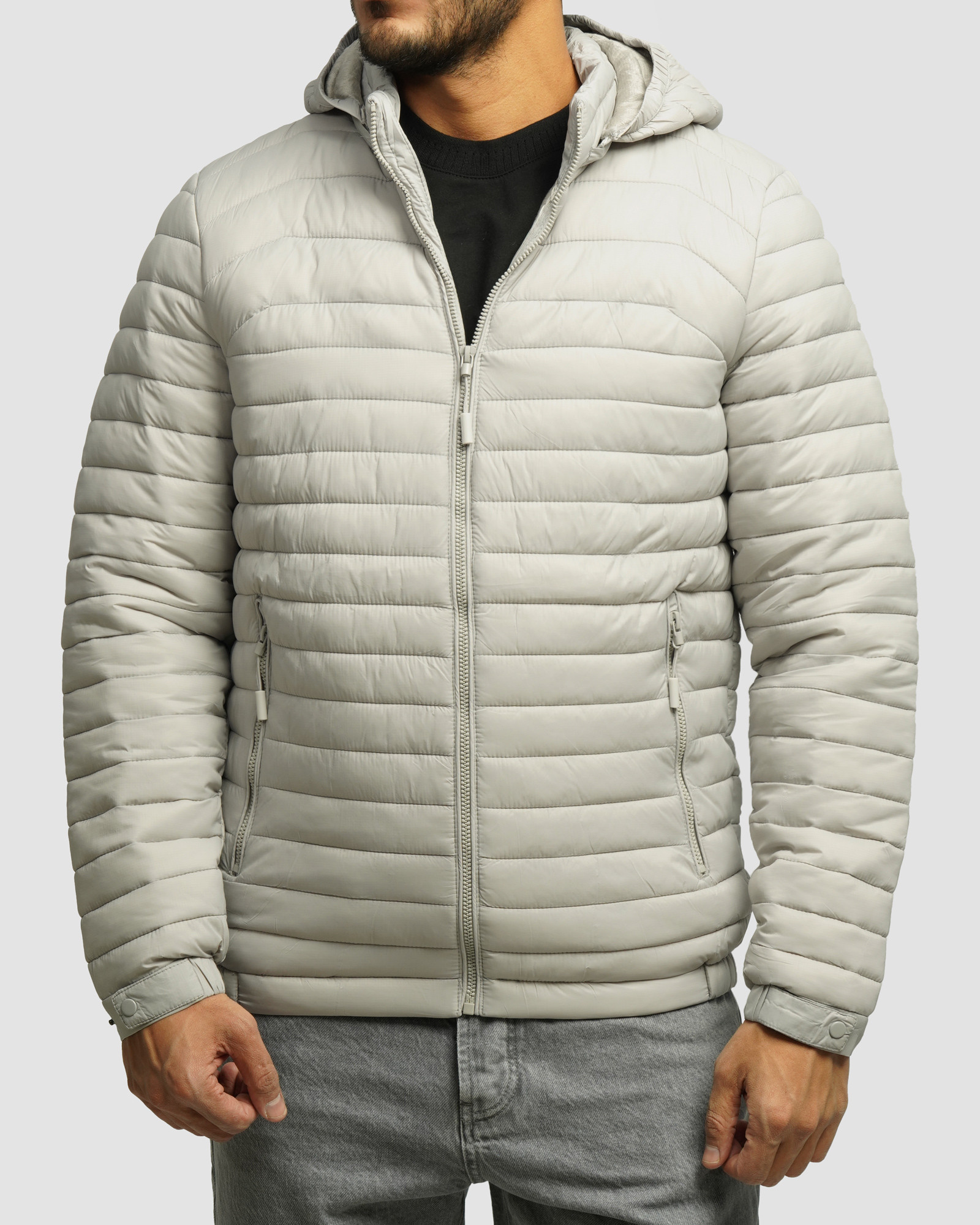 خرید و قیمت کاپشن مردانه کلاه دار طوسی 24416407